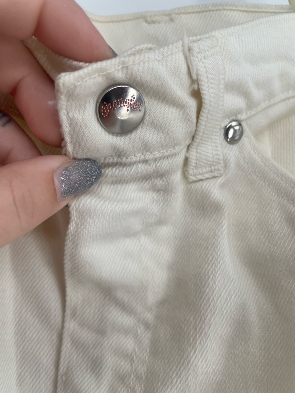 Vintage Wrangler Jeans Sanforized White Denim High Waisted Cut W Stitched Pocket - Picture 6 of 16